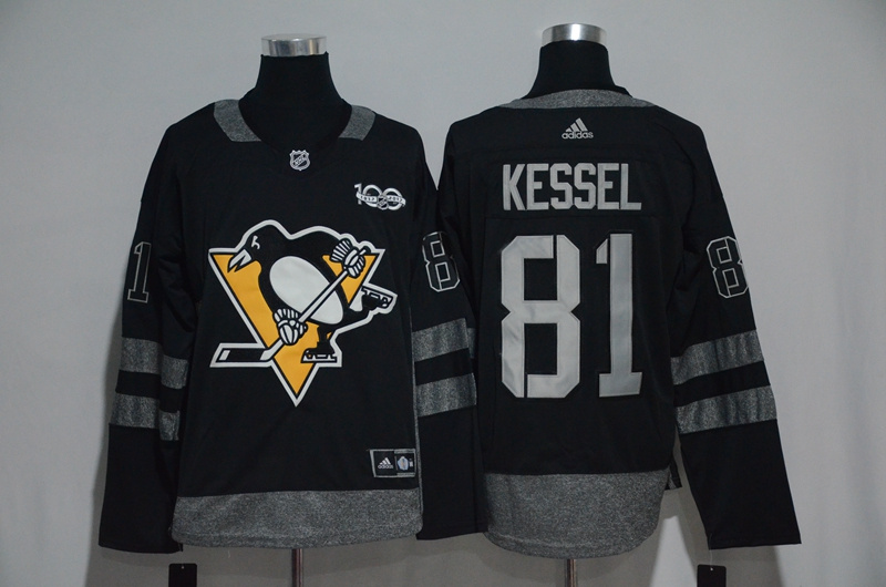 NHL Pittsburgh Penguins #81 Kessel Black 1917-2017 100th Anniversary Stitched Jersey->->NHL Jersey